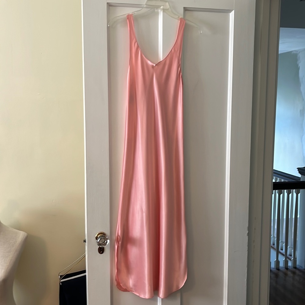 Long Silk like Pink Nightgown